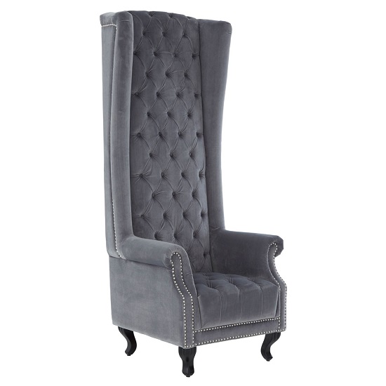 Trento Tall Upholstered Velvet Porter Chair In Grey_1